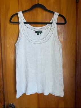 Lauren Ralph Lauren Cream Crochet Knit Tank Top
